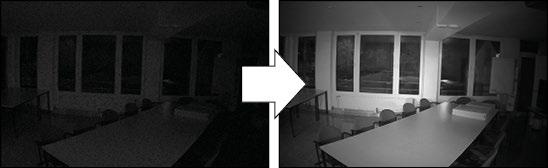2-Zonen Infrarot-Beleuchtung Bei schlechten Lichtbedingungen, zum Beispiel nachts, schaltet die Kamera automatisch in den
