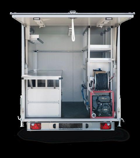 AIR-Prüffahrzeuge Anhängerausbau Sanierung Neben unseren Sanierungsfahrzeugen bieten wir Ihnen auch individuell aufgebaute Sanierungsanhänger für jedes Sanierungsteam die optimale Arbeitsumgebung.