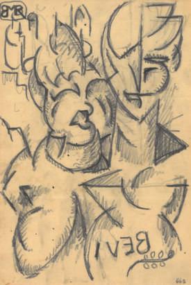 316* Bevi, Mann mit Last auf dem Kopf, Ballerina...1918, Emigranti Oben links monogrammiert RMB (in Spiegelschrift), das zweite und vierte Blatt unten rechts monogrammiert RMB.