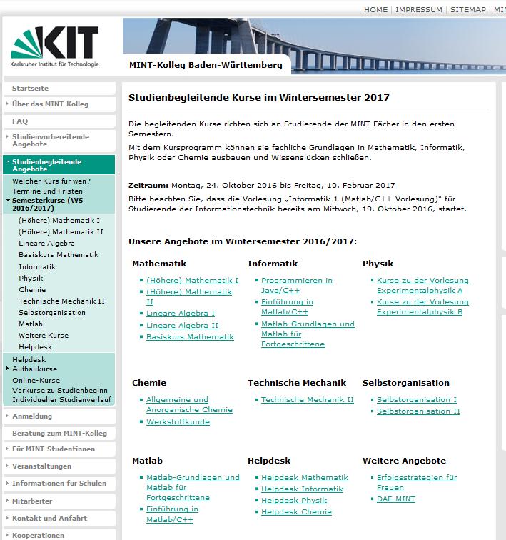 Studienbegleitende Kursangebote Programm Wintersemester 2016/17 Übersicht: www.