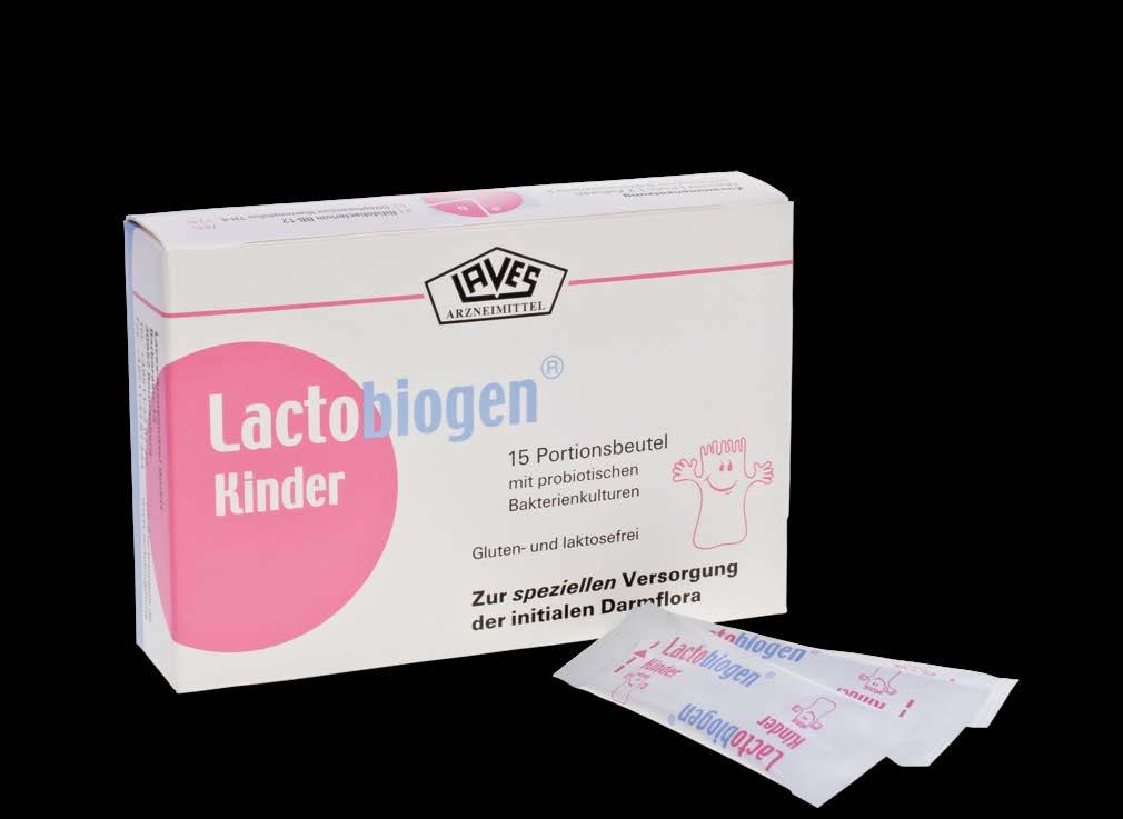 Lactobiogen Kinder Lactobiogen Kinder enthält je Beutel 6 x 10 9 KBE (koloniebildende Einheiten) probiotischer Bakterien
