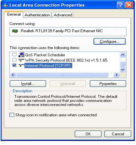 Schritt 3. Doppel-Klicken Sie LAN CONNECTION und klicken Sie dann die Properties -Taste. Schritt 4. Das Local Area Connection Properties. Dialogsbox wird erscheinen.