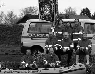 Vorstandschaft Wasserwacht Finsing seit 1978 Vorstand Krautmann, Erwin (Stützpunktleiter 1978 bis 1979) Buchmann, Peter (1979 bis 1989) Suhre, Hans-Rudolf (seit 1989) Stellv.