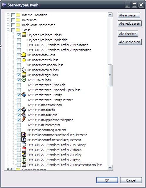 » Aktivieren Sie die Auswahlfelder der Stereotype, die angezeigt werden sollen.