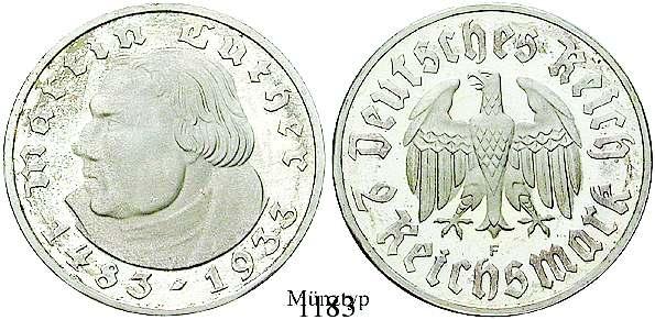 1183 2 Reichsmark 1933, E. Luther.