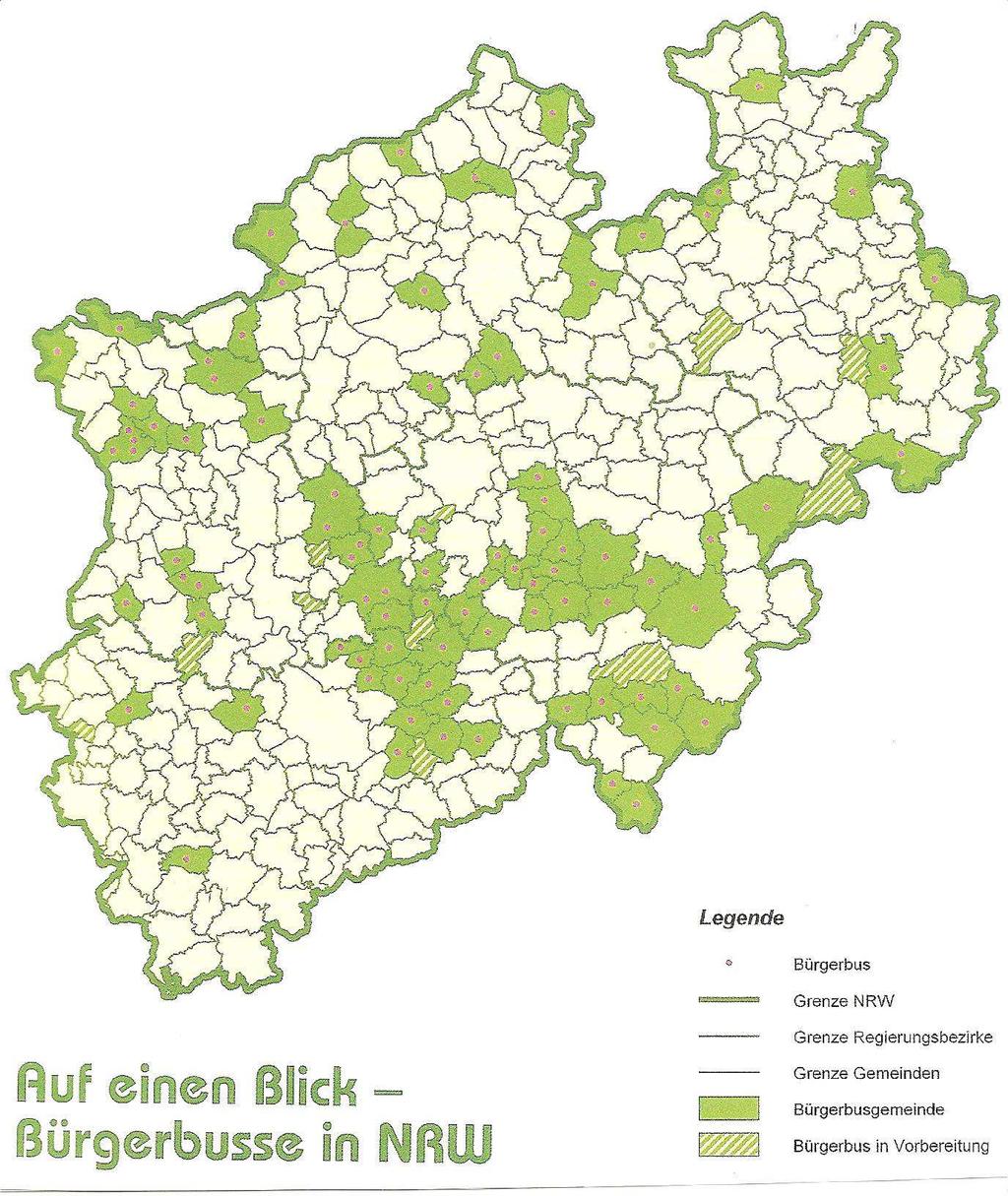 Bürgerbusverteilung NRW Stand 2010 Bürgerbusse vorzugsweise in