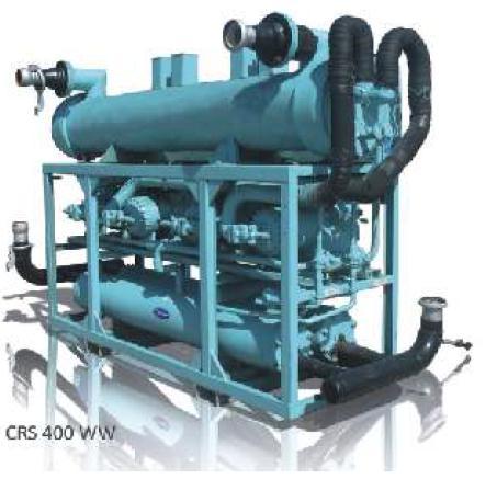 Prozess Kompressionskälteanlage Kondensator Dampf Kühlwasser Kältemitteldrossel Verdichter Elektrische Energie Kaltwasser