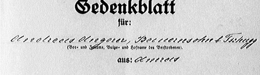 Im Tiroler Ehrenbuch sind folgende gefallenen und verstorbenen er nicht erwähnt: Obacher Josef, Svaldi Josef, Svaldi Franz, Wieser