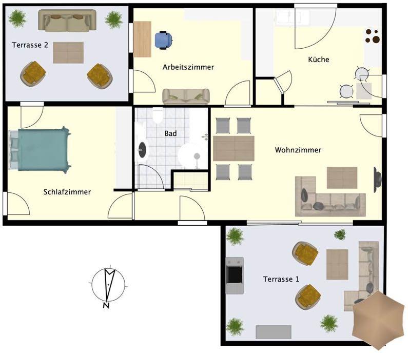 Ausstattung 94,2 m 2 Wohnfläche (Terrassen sind hälftig einberechnet) Zur Wohnung gehören: 2 nebeneinander liegende Tiefgaragen