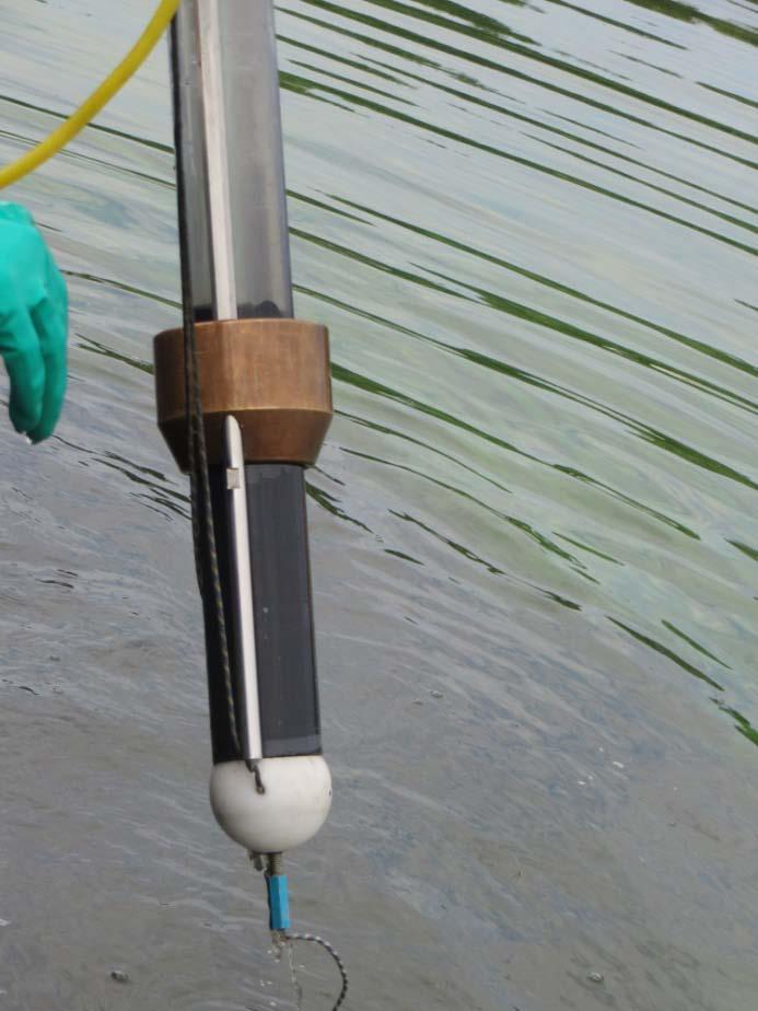 Entnahme von Sedimentkernen vom Gewässerboden Handbohrgerät zur ungestörten Entnahme von Sedimenten Aufnahme der obersten 15 cm