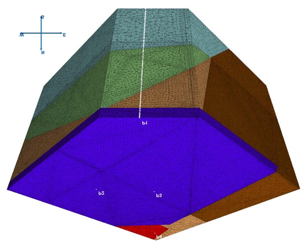 Profilpunkt P1 Topografische Lage des Modellierungsgebietes und der Profilpunkte Wechsel Kreide -> Monzodiorit Wechsel Kreide ->