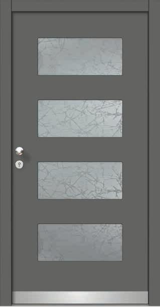 Design Design HA107E mit Seitenteil Farbe Aluminium: RAL 7015 Farbe Dekor: Ecuador Edelstahl Applikationen aussen Griff: GF150
