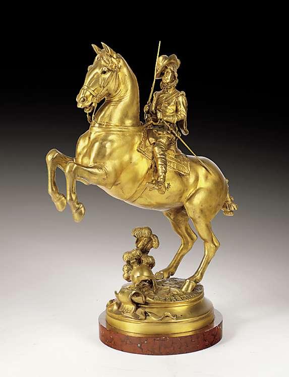 3349 EMMANUEL FREMIET Paris 1824-1910 Paris Louis XIII. enfant à cheval Auf der Standfläche bezeichnet. Entstanden 1900.