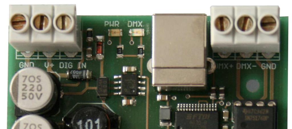 DMX-Player L 4 Anschlüsse Spannungsversorgung - 0V V+ - + 7-24V DC DIG IN -