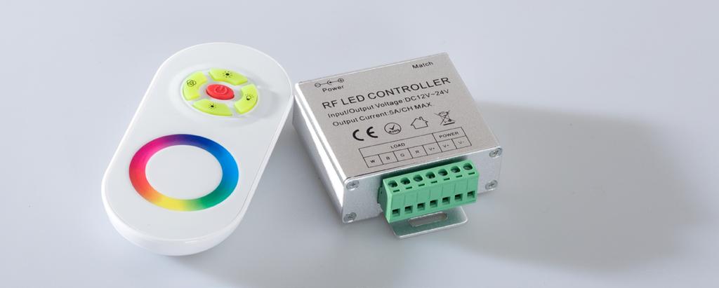 RGB/RGBW LED Controller mit TOUCH FB 12V/24V bis 20A Unser neuer RGBW Controller arbeitet mit modernster Touch- und Wirelesstechnologie.