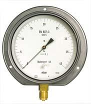 Kapselfeder-Feinmessmanometer Klasse 0,6 Anwendung Für gasförmige, trockene Medien, die Kupferlegierungen nicht angreifen. Für hohe Messgenauigkeit.