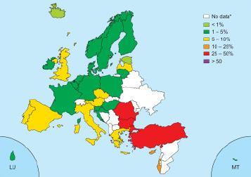 Positive Bevölkerungsrate: ESBL - ein weltweites Problem Asien: 60-70 % positive Bevölkerungsrate Frankreich, Italien, Russland und Portugal: 20-30 % positive