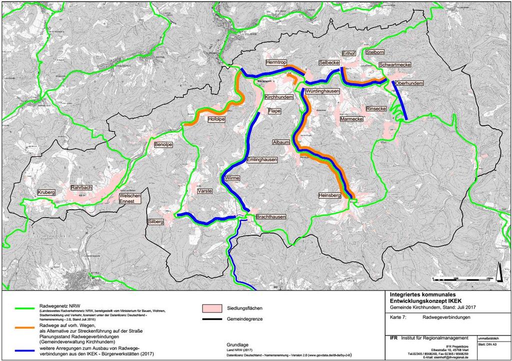 Mögliches Startprojekt Radwegeausbau zwischen den Ortsteilen mit regionalem Netzanschluss Prioritätenplan der