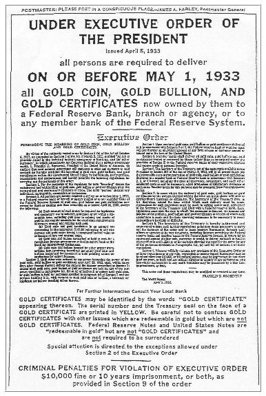 1913 gelang es jedoch Banken- und Industrieinteressen gegen einen Jahrzehnte währenden öffentlichen Widerstand, eine Zentralbank, die Federal Reserve (Fed), zu errichten, also noch kurz vor Ausbruch