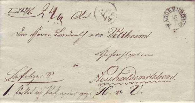 Packmeister Lohse Neutraler Einkreisstempel A + Posthorn 1836 Brief vom 15.
