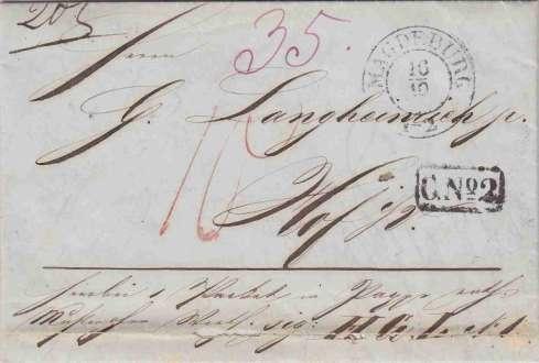 Oktober 1847 versendetes Paket von 20 Loth mit Muster ohne Wert an Herrn G.