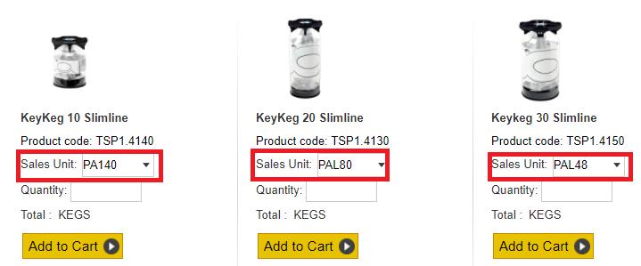 Was bedeuten PA140, PAL80 und PAL48? PAL140 ist eine Palette mit 140 KeyKeg. In diesem Fall der KeyKeg 10-Liter-Slimline.