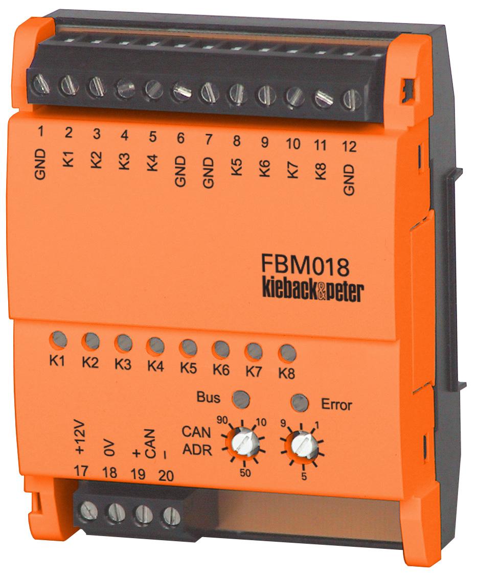 usgabe 2014-05-27 FBM018 und FBM018W Eingabe-Modul Feldbus nwendung Das FBM018 und FBM018W Eingabe-Modul Feldbus mit 8 digitalen Eingängen dient zur Signalaufnahme weit entfernter Geräte im