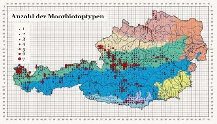 Verbreitung in Österreich Quelle: WWF 2010 Biotoptypen Kleinseggenrieder (Niedermoore) -