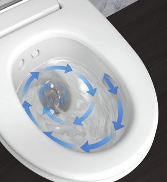 Beim Herzstück eines jeden Dusch-WCs, der Duschfunktion, wartet Geberit AquaClean Mera mit einer revolutionären Neuerung auf: Die erstmals eingesetzte WhirlSpray-Duschtechnologie mit zwei Düsen