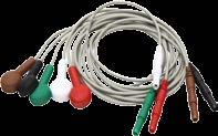 DIN-Sicherheitsstecker, Länge: 1,1 m, 5er Satz (rot, grün, braun, weiß, schwarz) Patientleads, snap to DIN-plug, length: 1,1 m, 5 leads (red,