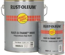RUST-OLEUM 9900 Grund- und Deckanstrich in einem Produkt Ausgezeichnete Chemikalienbeständigkeit Widerstandsfähig gegen Feuchtigkeit und nasse Bedingungen Hohe Abrieb- und Schlagfestigkeit Direkt auf