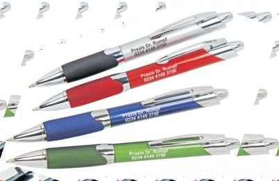 Kugelschreiber aus Kunststoff Druckkugelschreiber Spider metallic: lieferbar 500 Stück,mit farbigem Schaft und farbiger Gummimanschette Preis siehe Preisliste, 5.
