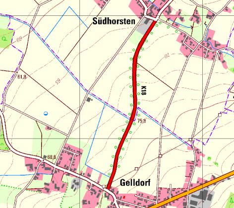 Gelldorf Südhorsten Substanzvermehrung der Fahrbahn und Anlage eines Radweges