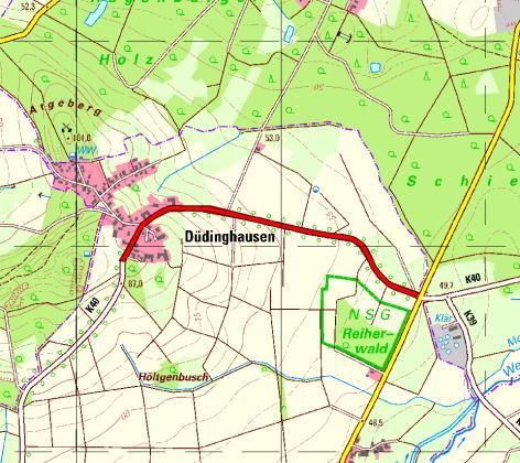 K 40, OD Düdinghausen L 445 Ausbau (Substanzvermehrung) mit Anlage eines Radweges Geschätzte Baukosten: 1.170.