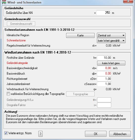 Der Geschwindigkeitsdruck q wird nach EN 1991-1-4, 4 für die maximale Gebäudehöhe z bestimmt.