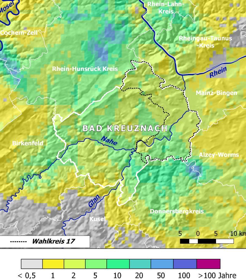 Extremwerte Unwetter 29. 30. Mai 2016 Hochwasser in Hochstätten 24-Stunden- Niederschlagssumme* * Basis: 24-Stunden Niederschlagssumme im Kreis Bad Kreuznach: 29.Mai, 05:50 UTC bis 30.