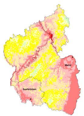Rheinland-Pfalz Änderung der Anzahl Frosttage 1957-1966 1967-1976 1977-1986 1987-1996