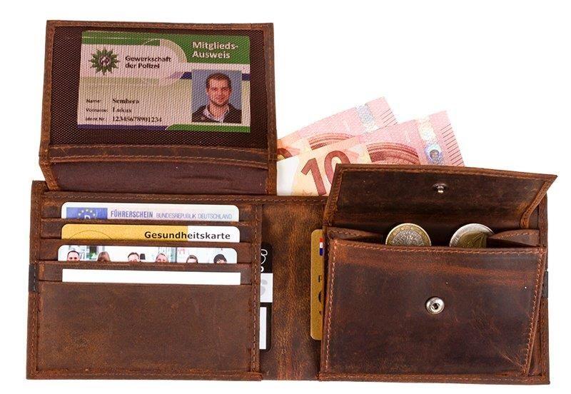 070784 Kombibörse HUNTER Geldbörse im Hochformat mit 7 Kreditkartenfächern, Netzfach für