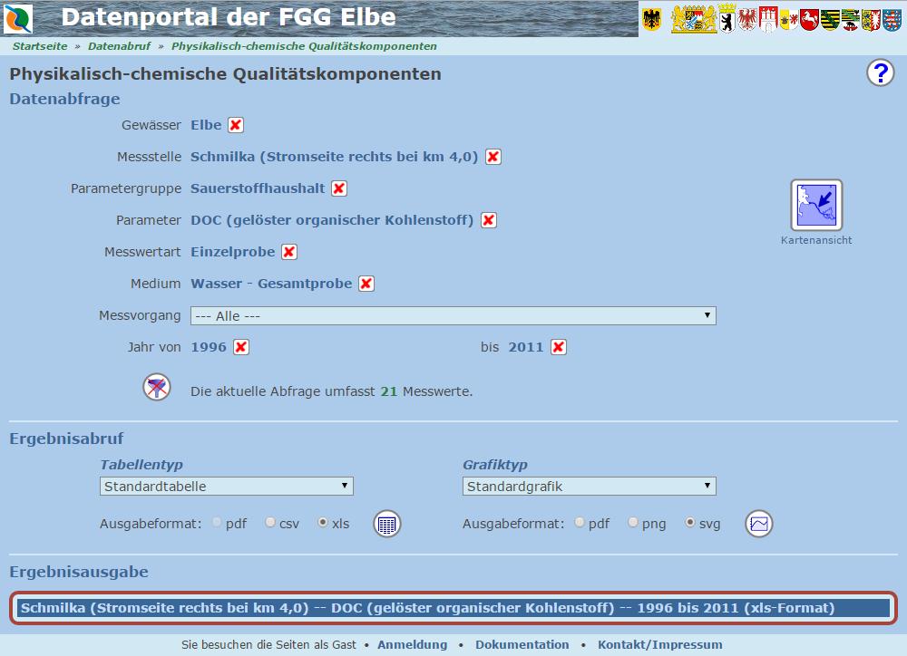 Fracht- und Konzentrationsberechnung www.fgg-elbe.de/elbe-datenportal.