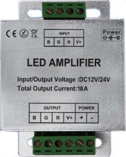 Signalverstärker: MODTB Zum Anschluss an den RGB-Controller: MODTR33 Ausgangsleistung: 3x5A 180W(MAX) Ermöglicht zusätzlich anzuschließen: maximal (m) : RGB-Modelle Modelle 30 LEDs/m 60 LEDs/m max