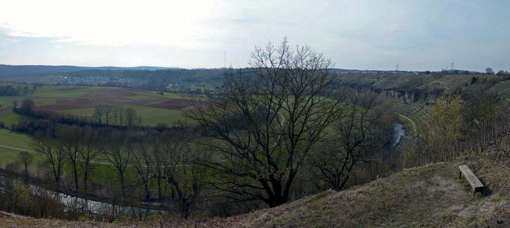 Ausblick vom Aussichtspunkt»Enzblick«auf die Enzschleife Naturschutz-Grundstücke des Schwäbischen Albvereins»Enzblick«zwischen Roßwag und Mühlhausen Von Martina Steinmetz Die Enz schlängelt sich, aus