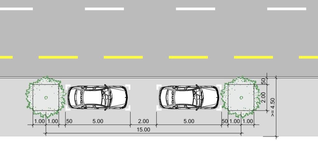 3 Präzisierungen und Anwendungen Für die Projektierung von Längsparkfeldern entlang von Kantonsstrassen ist in der Regel mindestens die Komfortstufe B zu wählen (SN 640 291a [5]).