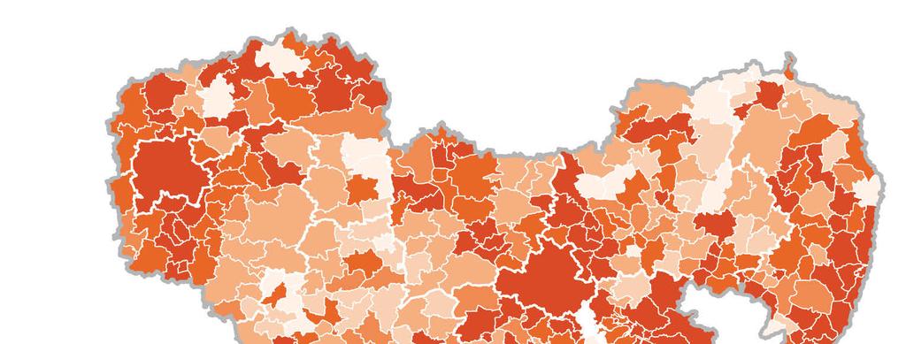 68 Anschlussgrade an öffentliche Abwasserbehandlungsanlagen von bis Prozent Abb. 19 Anschlussgrad an öffentliche Abwasserbehandlungsanlagen im Freistaat Sachsen 2013 nach Gemeinden Gebietsstand: 31.