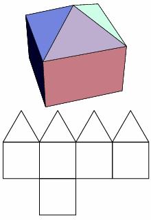 Polyeder J 8 Verlängerte quadratische Pyramide engl. Elongated square pyramid, franz.