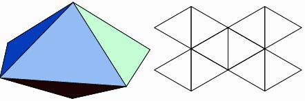 Pentagonal dipyramid; für Kantenlängen a gilt: