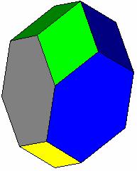 fausse bipyramide triangulaire gyroallongée, trapézoèdre triangulaire, hexaèdre rhombique Alle Seitenflächen sind zueinander kongruente Rhomben.