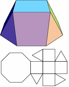 Pyramide pentagonale Ecken: 6, Flächen: 6 (5 Dreiecke, 1 Fünfeck), Kanten: 10, selbstduales Polyeder Für eine Kantenlänge a wird Umkugelradius R = 1/4 (10 + 2 5) a 0,9510565 a Mittelkugelradius ρ =