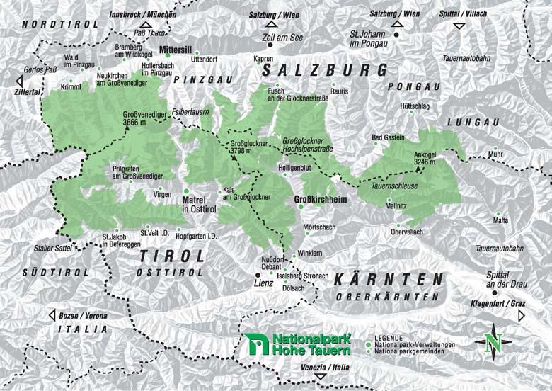 Dieses Gebiet bildet einen repräsentativen Ausschnitt der Ostalpen mit 266 Berggipfeln über 3.000 m darunter Großvenediger, Hoher Sonnblick und Ankogel.