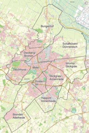 Siedlungs- und Stadtstruktur Delmenhorst zeichnet sich durch eine weitgehend kompakte Siedlungsstruktur aus.