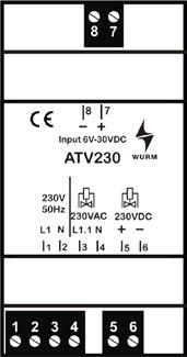 ATV230 ANSTEUERMODUL FÜR ELEKTRONISCHE EXPANSIONSVENTILE 1 11 AC/DC-Treiber mit elektronischem Relais in Verbindung mit FKD003, FKE003, FKL003 und FKV003 Anschluss eines gepulsten, elektronischen